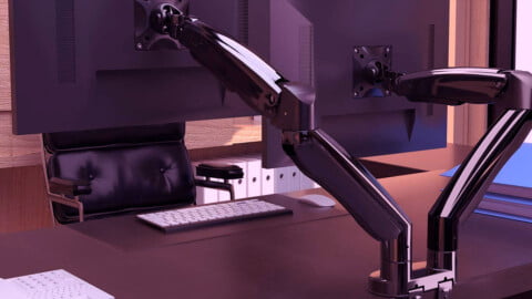 Soporte de monitor LC-POWER en una oficina ergonómica