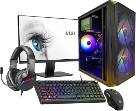 TrendingPC PC Gaming Completo Ryzen 5 5600G Pro 6X 4,40Ghz • 32Gb RAM DDR4 RGB • 1tb m.2 SSD • AMD Radeon Vega 7 Graphics • Windows 11 • WiFi • Monitor 24" 75hz • Teclado,Auriculares y ratón Gamer